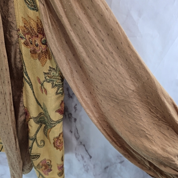 Tienda Ho Cardigan Womens Large Yellow Brown Floral Topper Wrap Vintage - Picture 10 of 13